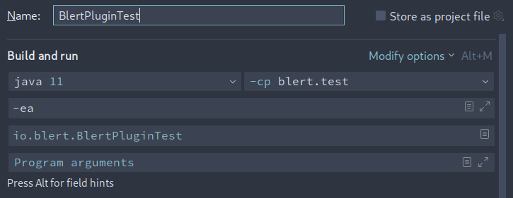 IntelliJ run configuration